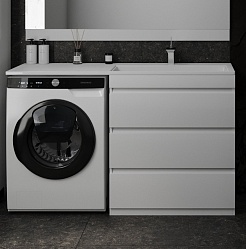 Style Line Мебель для ванной Даллас 140 R Люкс Plus белая – фотография-4